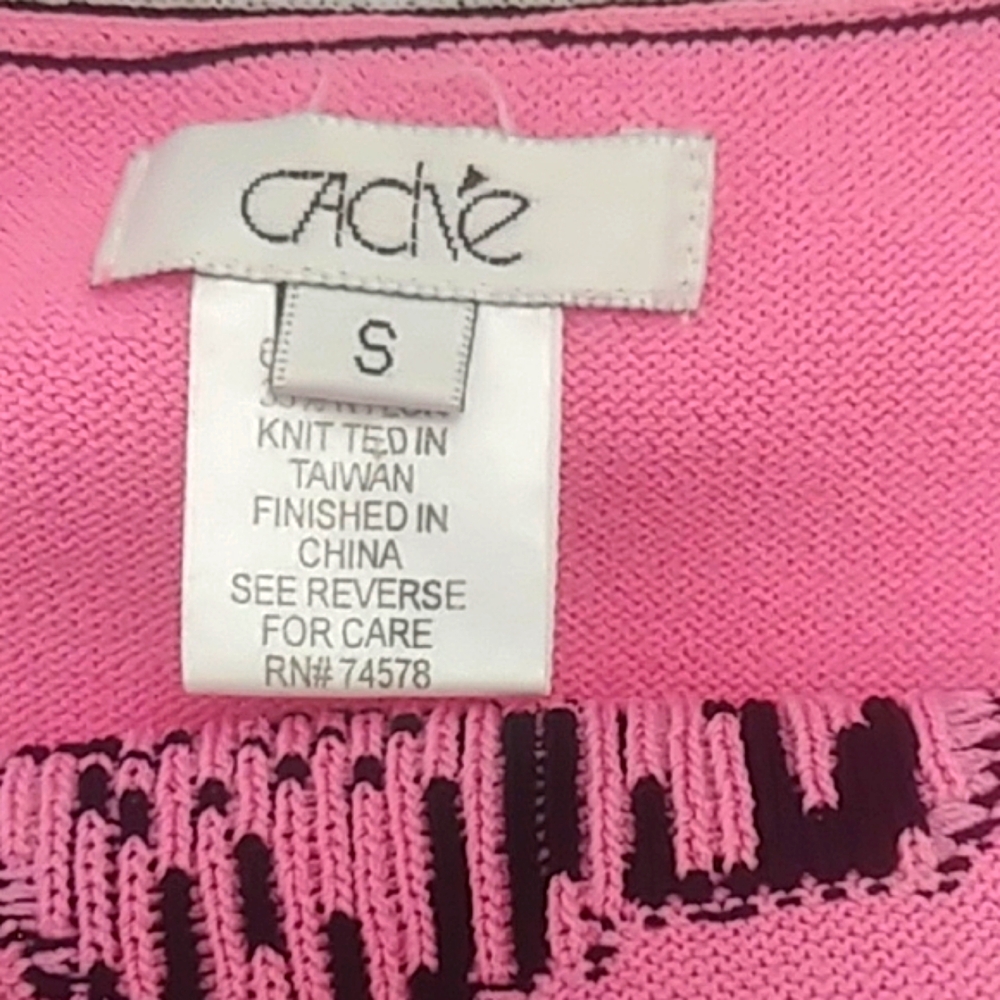 Cache Pink W/Black And White  Embellished Sleeveless Tank Top - Picture 2 of 8